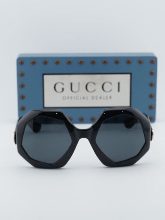 Gucci GG1242S 001 Women Geometric Sunglasses - Black / Grey main image 12
